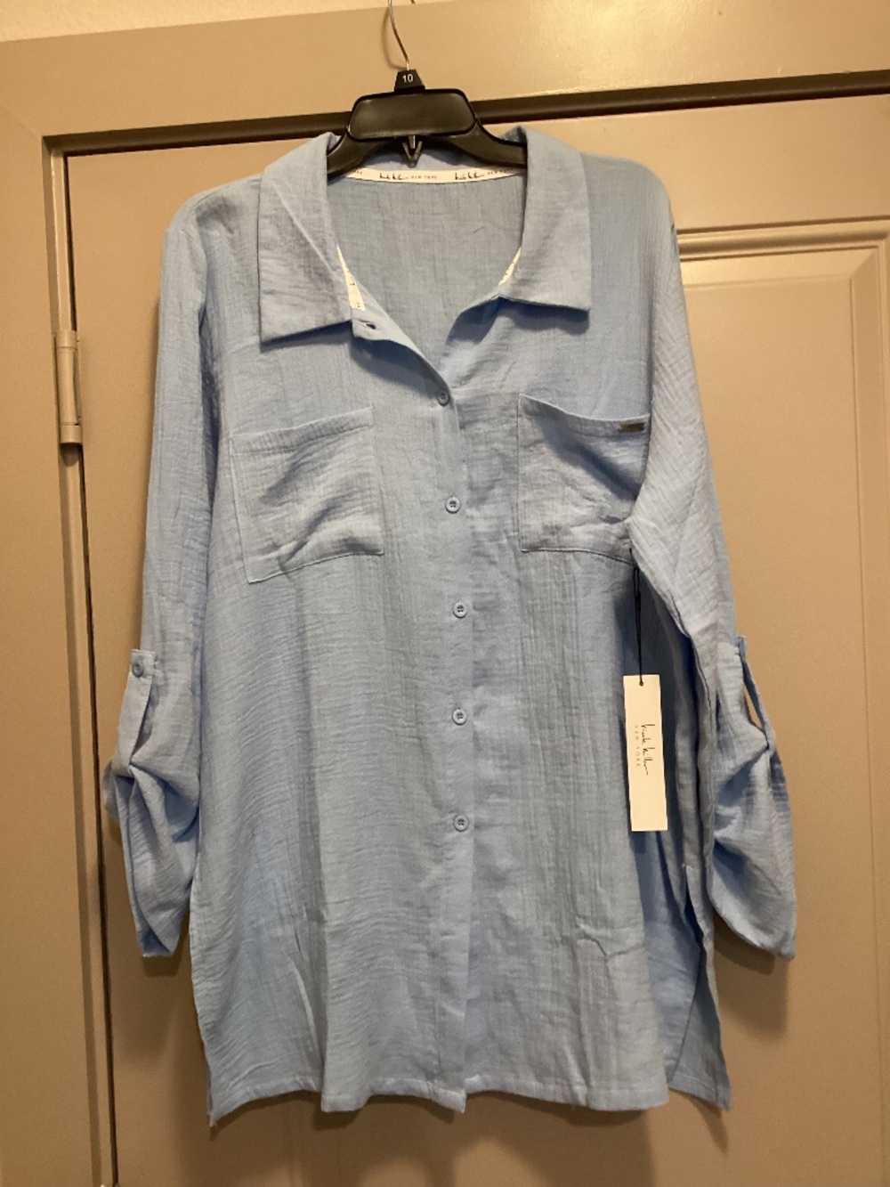 Nicole Miller New York women’s button-down beach/resort cover-up blouse, size 2X